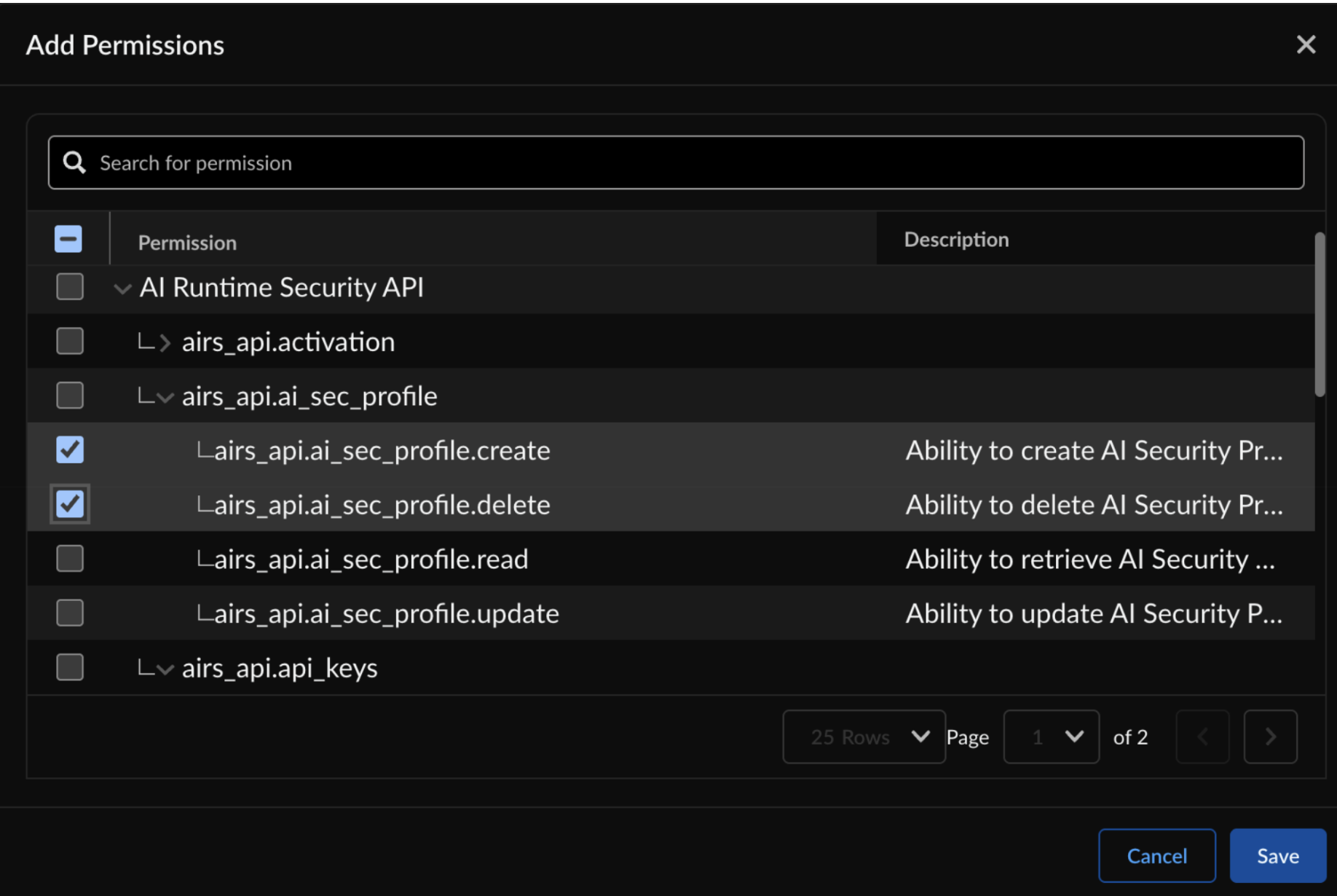 Granular permissions